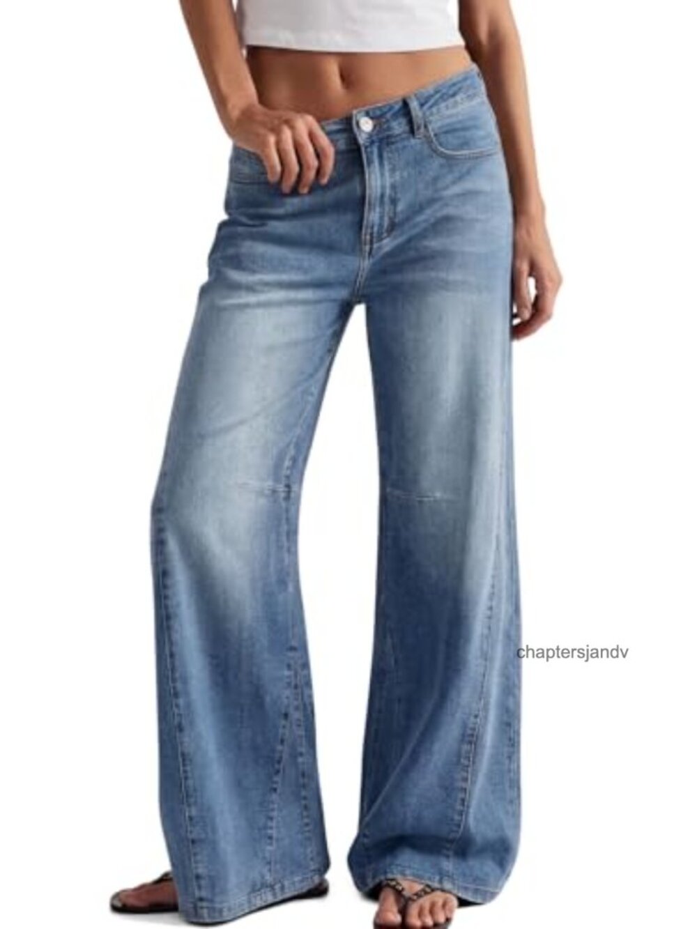 High Waisted Wide Leg Jeans Barrel Baggy Pants Cotton Blend Stretch